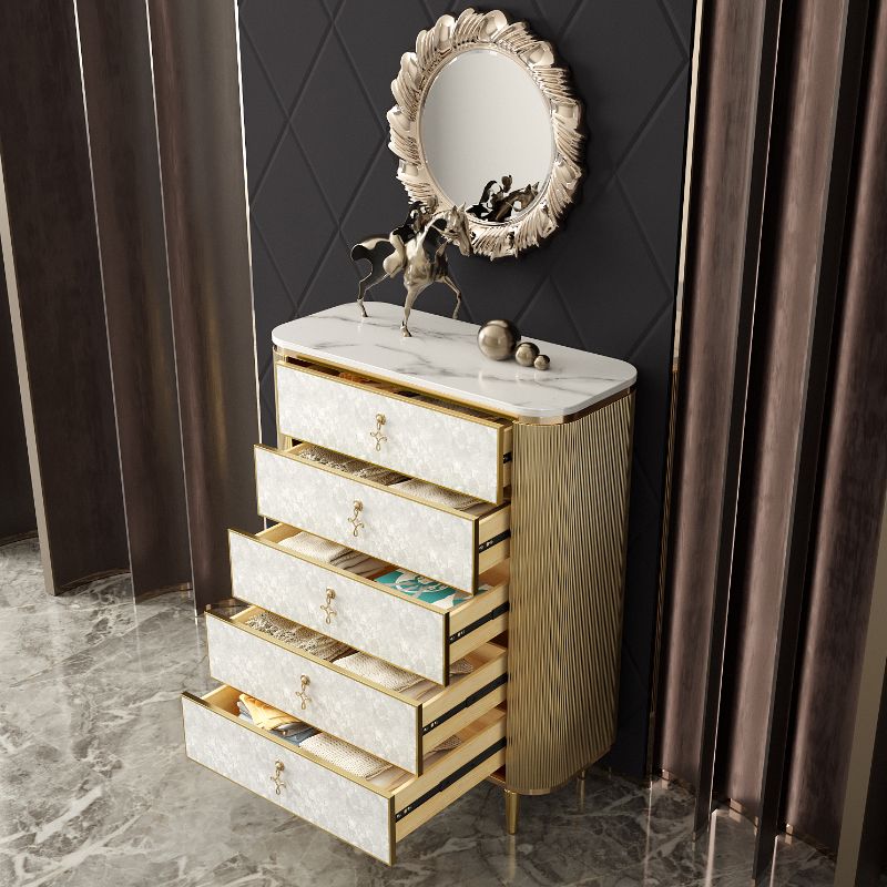 Cómoda vertical de madera con almacenamiento de piedra vertical Glam con 3/4/5 cajones para dormitorio