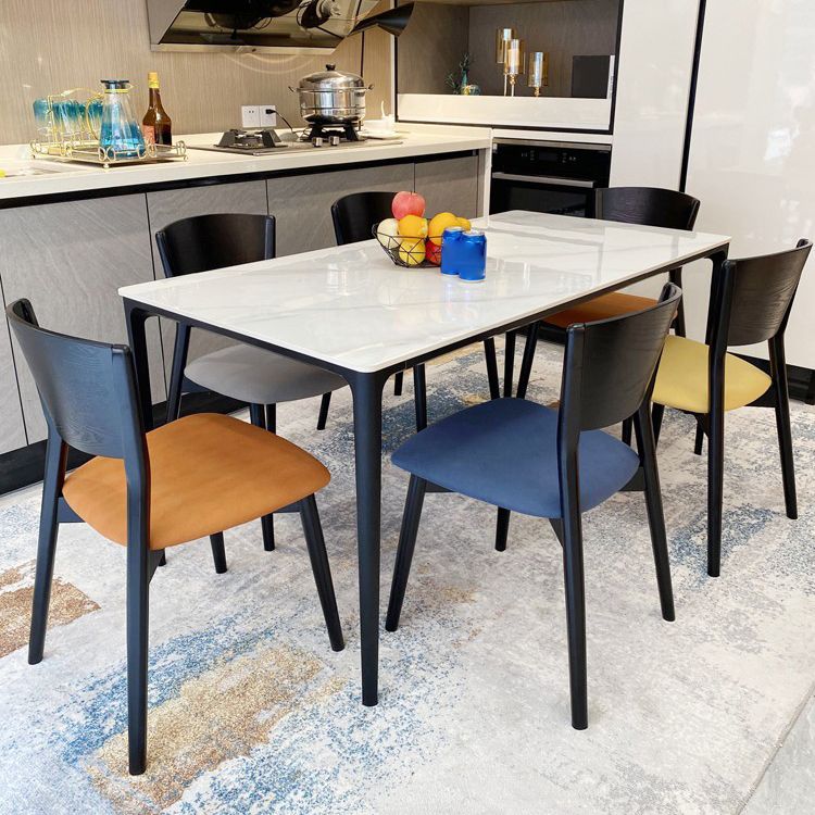 Table à manger rectangle Table à manger moderne en pierre blanche pour la maison