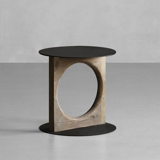 Tavolo da ginnastica rustico in legno in legno massiccio tavolo da estremità rotonda