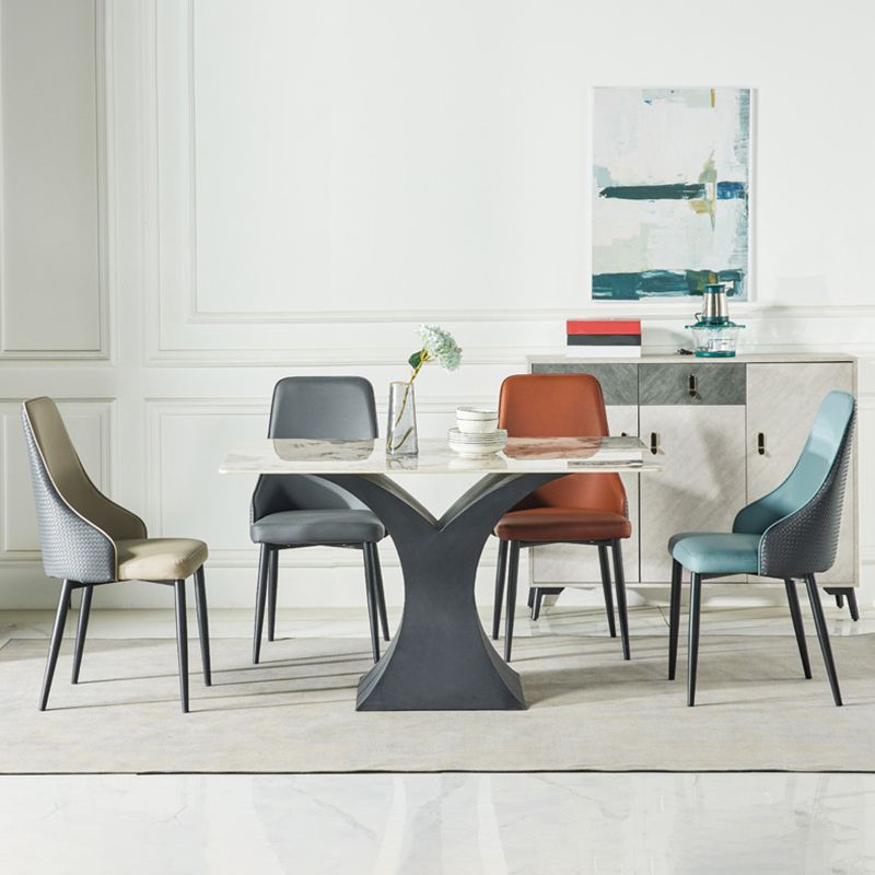 Contemporary Style Metal Chair Set Kitchen Solid Back Side Chairs (Set of 4) Clearhalo ' kitchen&dining_furn' 'Dining Chairs' 'Dining Tables & Seating' 'dining_chair' 'furn' 'furn_dining_chair' 'Furniture' 'furniture_dining_chair' 'Kitchen & Dining Furniture' 'kitchen' 1200x1200_a9d3c977-fd32-4fc9-89f1-9f45be4f1128