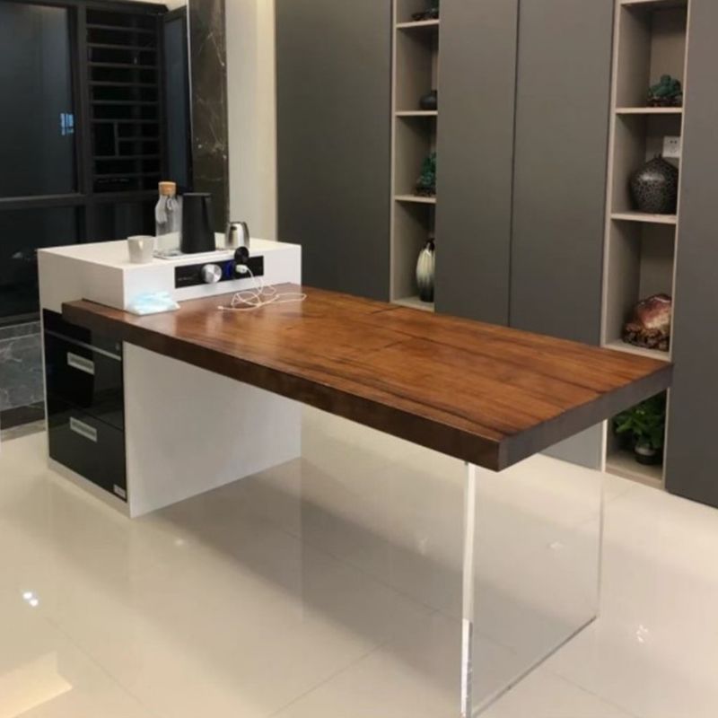 Mesa de comedor de madera Mesa de comedor contemporánea con base de pedestal doble