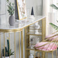 Marble Indoor Glam Bar Dining Table Gold Iron Double Pedestal Bistro Table with Shelve Clearhalo 'Bar Furniture' 'Bar Tables' 'bar_tables' 'furn' 'furn_bar_tables' 'Furniture' 'furniture_bar_tables' 'Kitchen & Dining Furniture' 'kitchen&dining_furn' 'kitchen' 1200x1200_a9d699a0-ac5e-4174-b9e9-b671c87d9e4a
