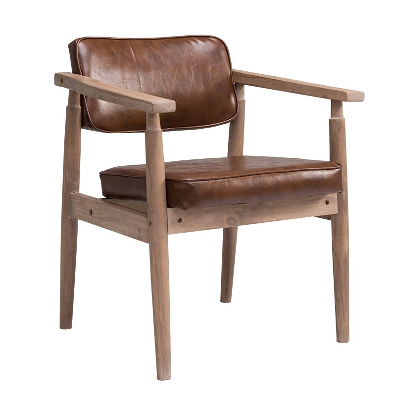 Home Contemporary Arm Chair Open Back Upholstered Wood Single Dining Room Chair Clearhalo ' kitchen&dining_furn' 'Dining Chairs' 'Dining Tables & Seating' 'dining_chair' 'furn' 'furn_dining_chair' 'Furniture' 'furniture_dining_chair' 'Kitchen & Dining Furniture' 'kitchen' 1200x1200_a9d952e9-7221-4d74-abca-d5f80e4b1131