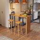 Juego de mesa de bar rectangular para interiores, mesa de bar de madera maciza de 1/3 piezas con taburete de bar sin respaldo