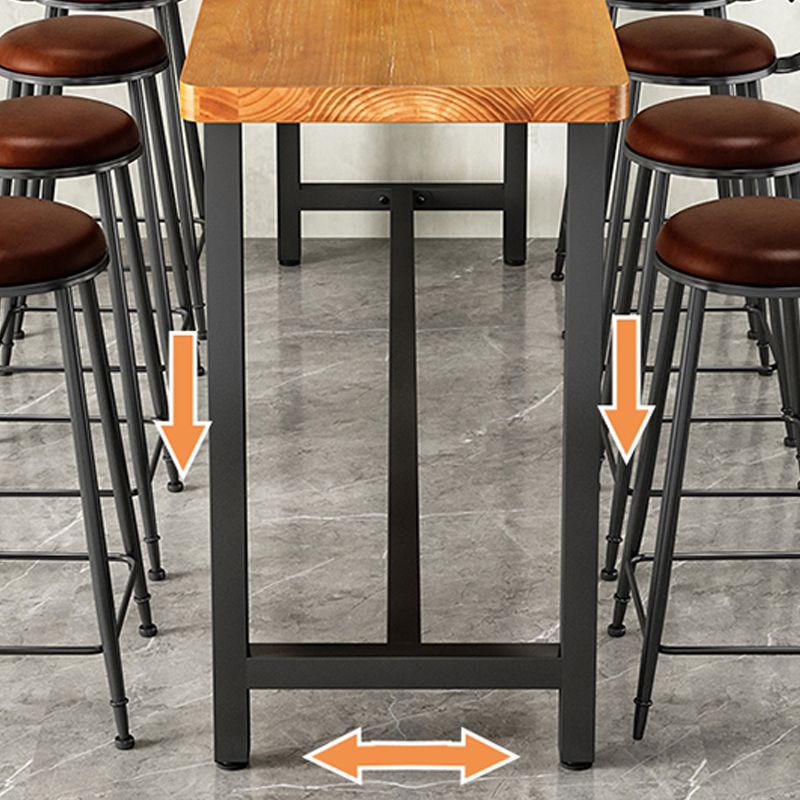 Tavolo da bar per top in legno di pino marrone tavolo da pub in metallo contemporaneo