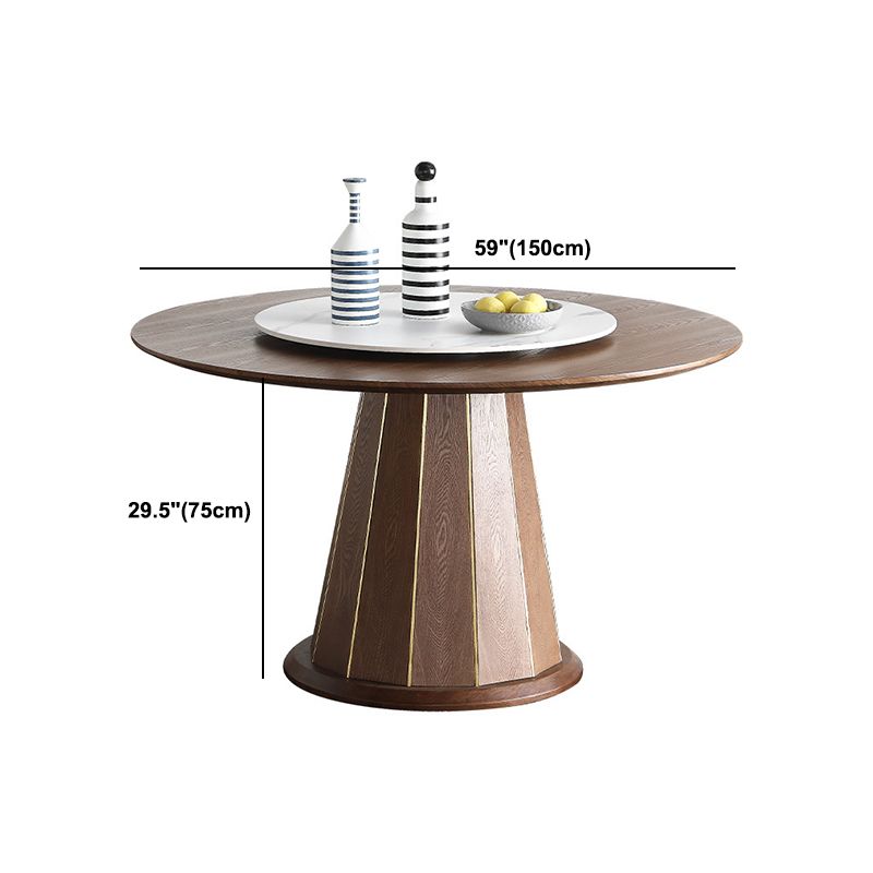 Wood Contemporary Round Dining Table Matte Finish Pedestal Table for Home