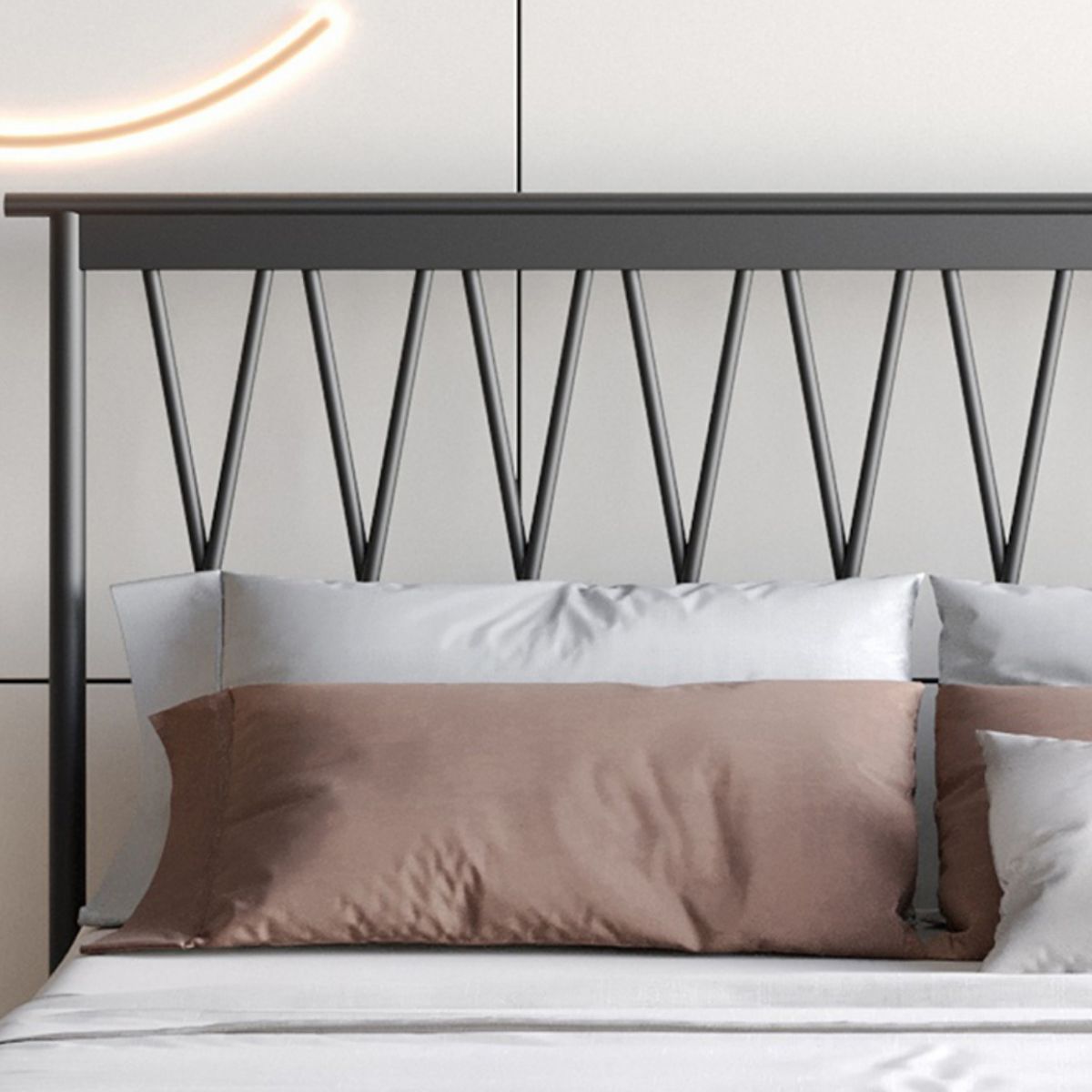 47,24 "Höhen Metallrahmen Standardbett mit Rechteck Open-Frame-Kopfteil