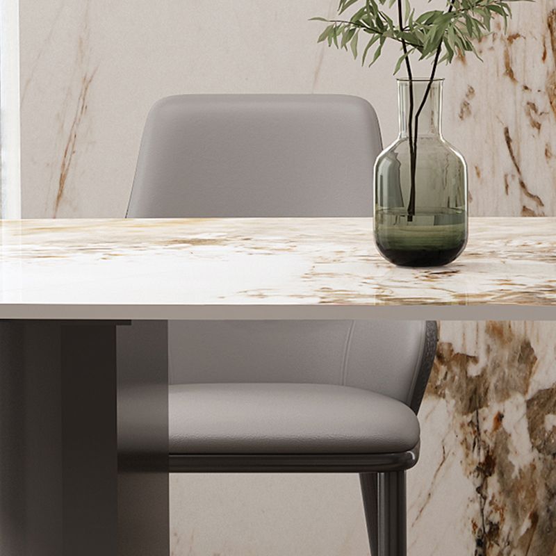 Modern Rectangle Stone Top Dining Table Double Pedestal Dining Table Clearhalo 'Dining Tables & Seating' 'Dining Tables' 'dining_table' 'furn' 'furn_dining_table' 'Furniture' 'Kitchen & Dining Furniture' 1200x1200_a9e1b8e9-e77e-419f-ac71-c059916ad048