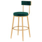 Glam Matte Finish Upholstered Bar Stools Coffee Shop Low Back Stool