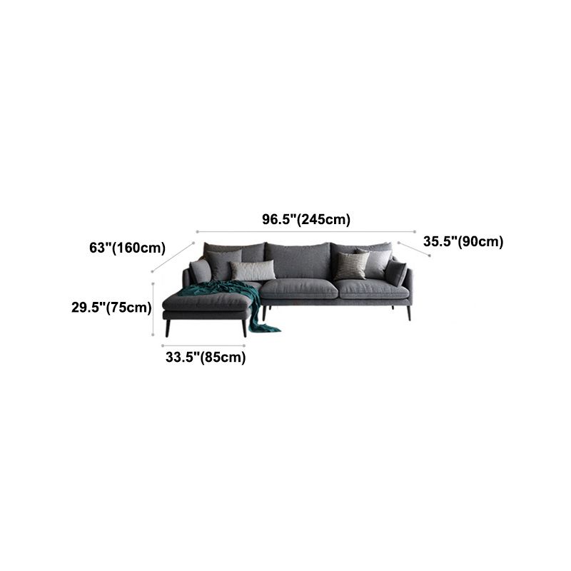 Modern 3/4-seater Fabric Sofa & Chaise Grey Slipcovered Sectional Clearhalo 'furn' 'furn_sectionals' 'Furniture' 'Living Room Furniture' 'Sectionals' 1200x1200_a9e630a2-9acf-4655-ba68-e43df5f4343f