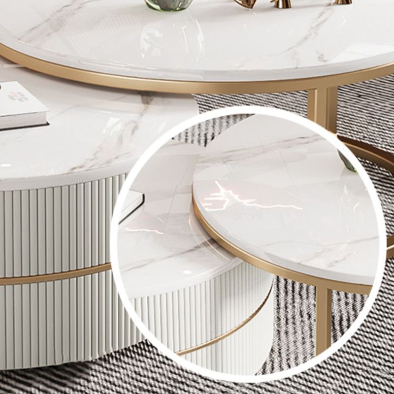 Round Coffee Table Slate Frame Nesting Coffee Table Set with Drawer Clearhalo 'Coffee & Accent Tables' 'Coffee Tables' 'coffee_tables' 'furn' 'furn_coffee_tables' 'Furniture' 'Living Room Furniture' 1200x1200_a9e699f1-1431-42dd-ade7-509107068b1b