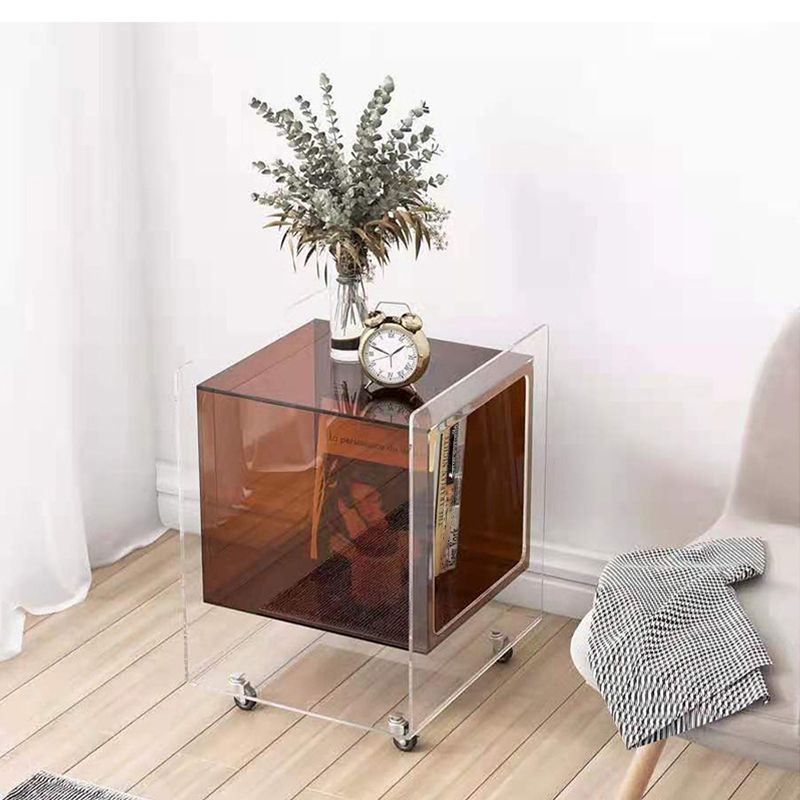 Modernism with Casters Coffee Table Acrylic 18.1'' Cocktail Table Clearhalo 'Coffee & Accent Tables' 'Coffee Tables' 'coffee_tables' 'furn' 'furn_coffee_tables' 'Furniture' 'furniture_coffee_tables' 'Living Room Furniture' 1200x1200_a9e78d78-8dcd-45eb-91c1-303c415d6c8f