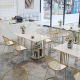 Nordic 1/2/4/5 pezzi Set da pranzo Tavolo da pranzo in pietra rettangolare per sala da pranzo