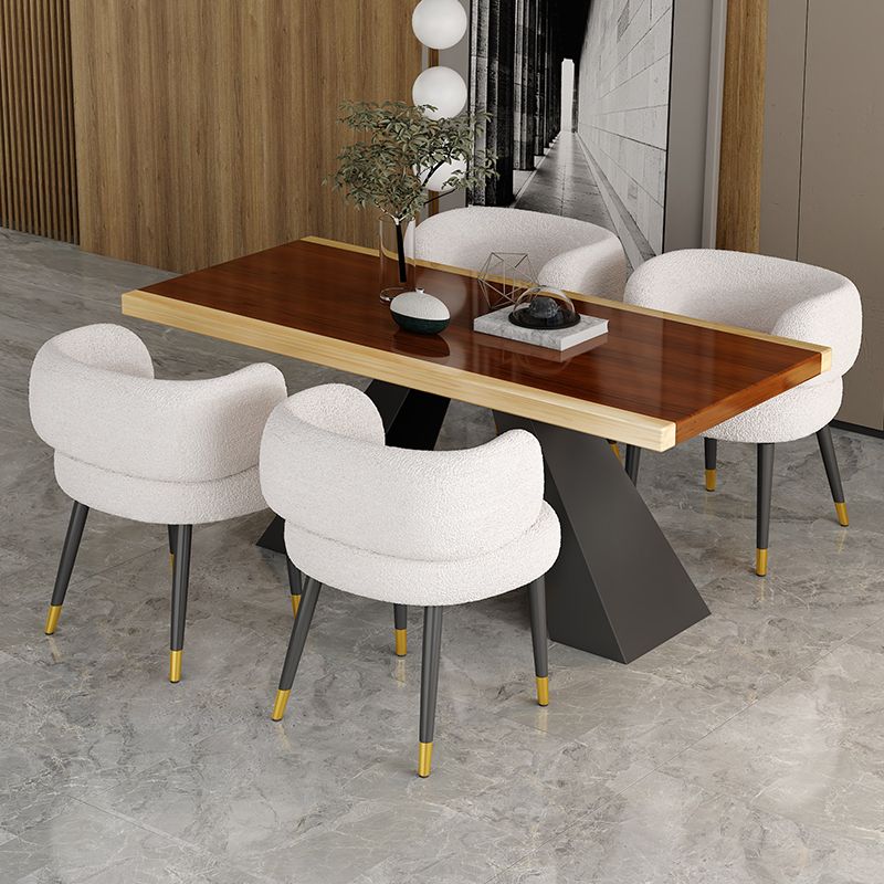 Modern Style Dining Table Solid Wood Rectangle Table with Black Base Clearhalo 'Dining Tables & Seating' 'Dining Tables' 'dining_table' 'furn' 'furn_dining_table' 'Furniture' 'Kitchen & Dining Furniture' 1200x1200_a9e8427e-462d-4582-8e96-546d0d81d480