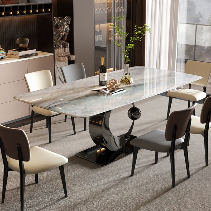 Table de dîner rectangulaire Table de salle à manger sur pied contemporaine
