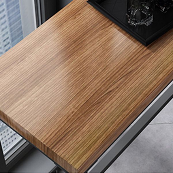 Mesa de barra de mesa de pub top pine rectángulo con base de caballete en negro