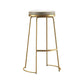Glam Armless Backless Counter Stool Iron Bar Stool with Leather Cushion and Footrest