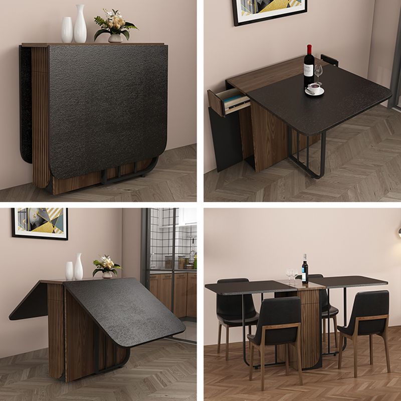 Folding Rectangle Dining Table Wood Frame Dining Table with Storage Pedestal Clearhalo 'Dining Tables & Seating' 'Dining Tables' 'dining_table' 'furn' 'furn_dining_table' 'Furniture' 'Kitchen & Dining Furniture' 1200x1200_a9ef8808-fc04-4828-be89-d0a7d79fbdbf