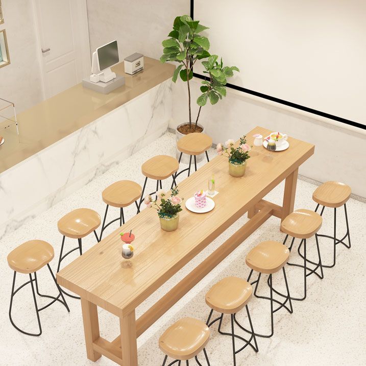 Tavolo da bar rettangolo in stile contemporaneo banda da bar in legno massello con base di cavalletto