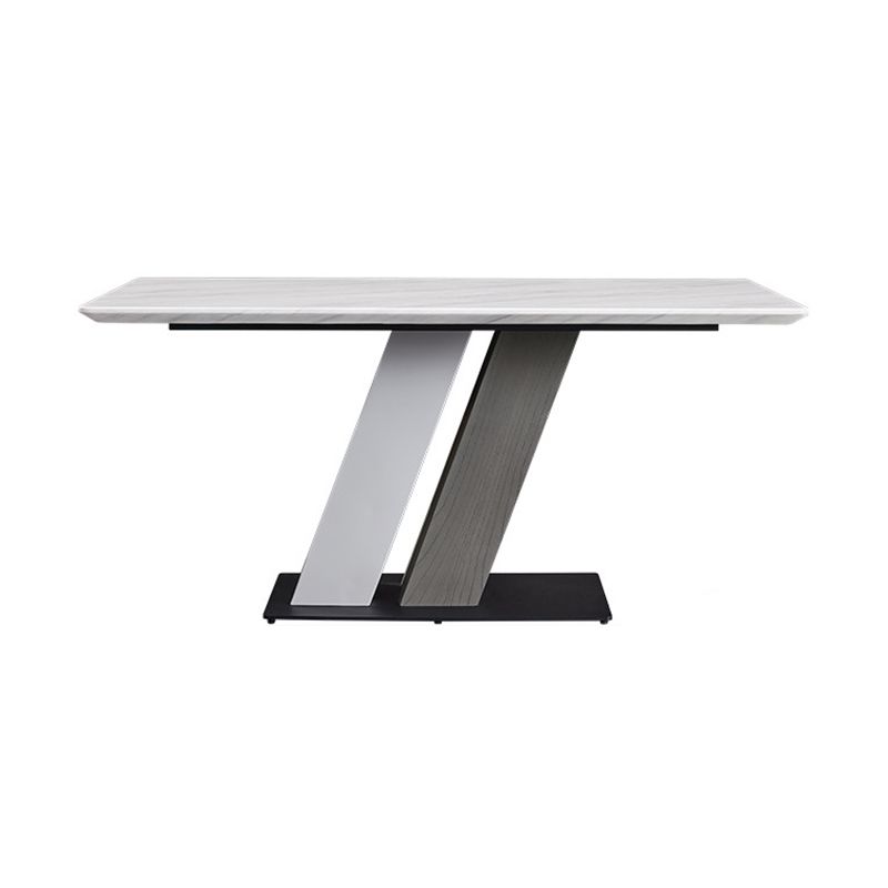 Rectangle Stone Top Dining Table Metal Pedestal Dining Table for Dining Room Clearhalo 'Dining Tables & Seating' 'Dining Tables' 'dining_table' 'furn' 'furn_dining_table' 'Furniture' 'Kitchen & Dining Furniture' 1200x1200_a9f1781a-d7ce-45e7-b0eb-ded4150c3752