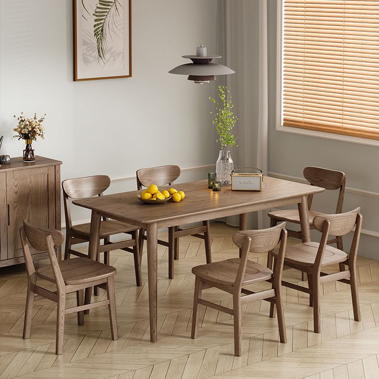 Rectangle Ash Wood Table Modern Dining Table in Walnut with 4 Legs for Restaurant Clearhalo ' dining_table' 'Dining Tables & Seating' 'Dining Tables' 'furn' 'furn_dining_table' 'Furniture' 'furniture_dining_table' 'Kitchen & Dining Furniture' 'kitchen&dining_furn' 'kitchen' 'kitchen_dining_table' 1200x1200_a9f1af18-3f4c-4c7d-baa0-c0bcbd914a1d