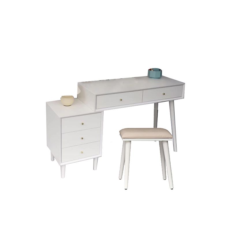 White Solid Wood  Makeup Vanity Desk Table with Drawers for Bedroom