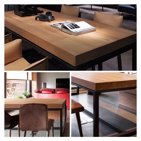 Industrial Solid Wood Dining Table Rectangle Table in Brown with Trestle Base Clearhalo ' dining_table' 'Dining Tables & Seating' 'Dining Tables' 'furn' 'furn_dining_table' 'Furniture' 'furniture_dining_table' 'Kitchen & Dining Furniture' 'kitchen&dining_furn' 'kitchen' 'kitchen_dining_table' 1200x1200_a9f4bc4a-dd11-4400-9992-92ab64240b30