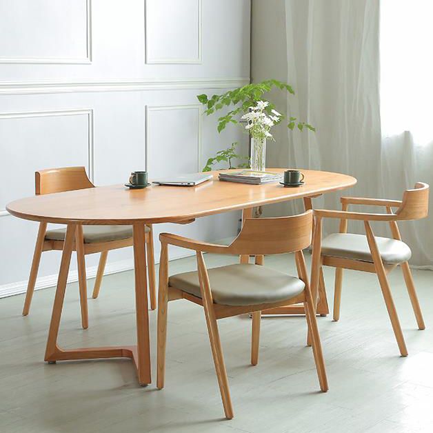 Contemporary Oval Dining Table Solid Wood Dining Table with Sled Base Clearhalo 'Dining Tables & Seating' 'Dining Tables' 'dining_table' 'furn' 'furn_dining_table' 'Furniture' 'furniture_dining_table' 'Kitchen & Dining Furniture' 'kitchen' 'kitchen_dining_table' 1200x1200_a9f4e90e-5f13-4cc5-b97d-29d5ec396356