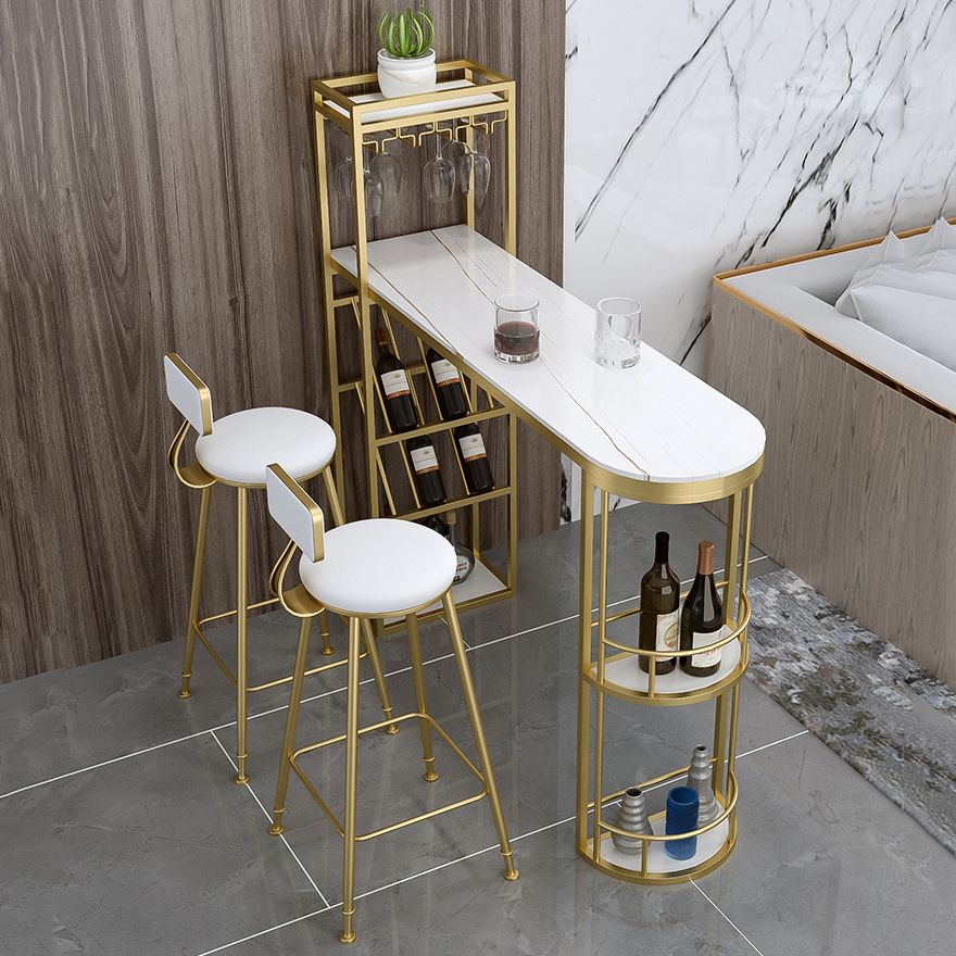 Contemporary 1/2/3 Pieces Bar Table Set Stone Bar Table with Bar Stool Clearhalo 'Bar Furniture' 'furn' 'furn_home_bar_bar_sets' 'Furniture' 'Home Bars & Bar Sets' 'home_bar_bar_sets' 'Kitchen & Dining Furniture' 1200x1200_a9f51384-70d8-45ae-b0f3-51a007f6d6b1