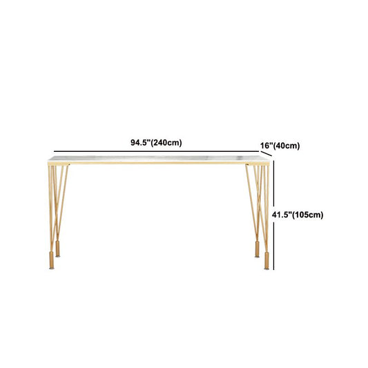Indoor Rectangle Cocktail Bar Table White Marble and Metal Bistro Bar Table Clearhalo 'Bar Furniture' 'Bar Tables' 'bar_tables' 'furn' 'furn_bar_tables' 'Furniture' 'Kitchen & Dining Furniture' 1200x1200_a9f51dda-15a8-4d16-b84b-8c4449351f24