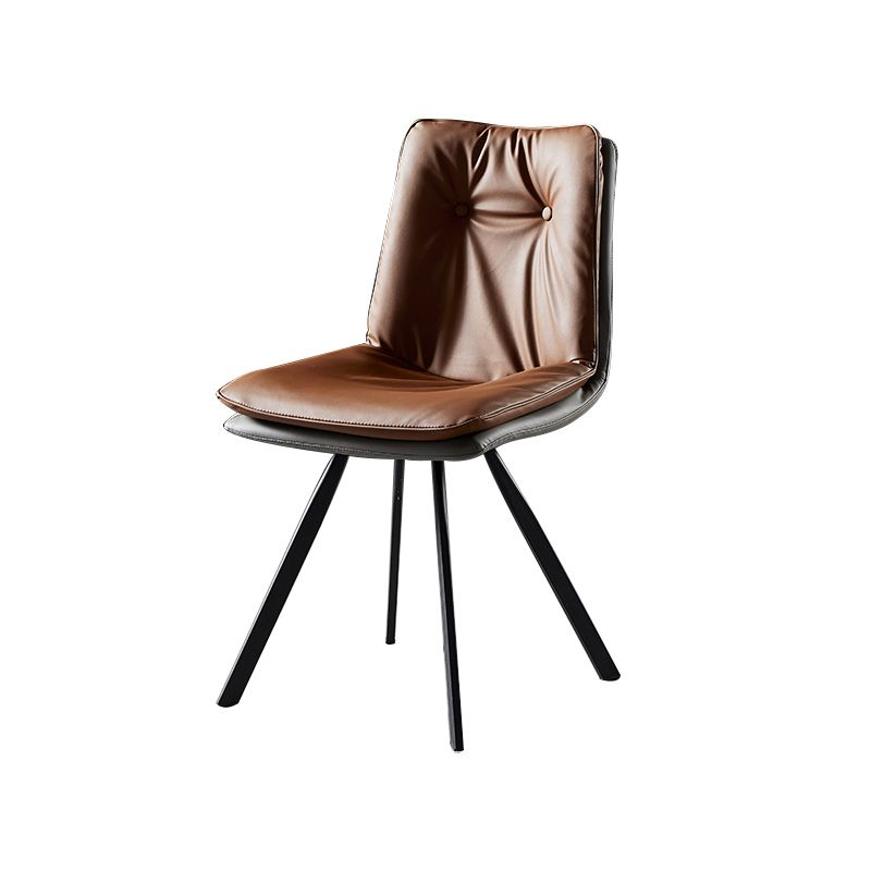 Scandinavian Style Leather Dining Chairs Upholstered Solid Back Chair for Home Use (Set of 2) Clearhalo ' kitchen&dining_furn' 'Dining Chairs' 'Dining Tables & Seating' 'dining_chair' 'furn' 'furn_dining_chair' 'Furniture' 'furniture_dining_chair' 'Kitchen & Dining Furniture' 'kitchen' 1200x1200_a9f7a3b8-e0d1-415d-ad98-c0b2fe54f2ae