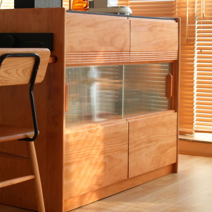 Modern Kitchen Island Table Dining Room Solid Wood Stationary Prep Table