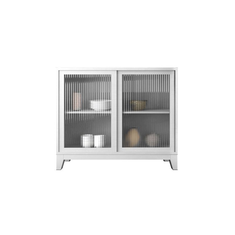 Panneau latéral blanc moderne 15,7 "W Credenza en bois d'ingénierie avec porte en verre