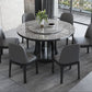 Rubberwood massief houten eettafel op voetstuk Converteerbare eettafel