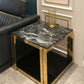 Marble Top Side Table Square Shelf Included End Table - 20.47"/22.83" H