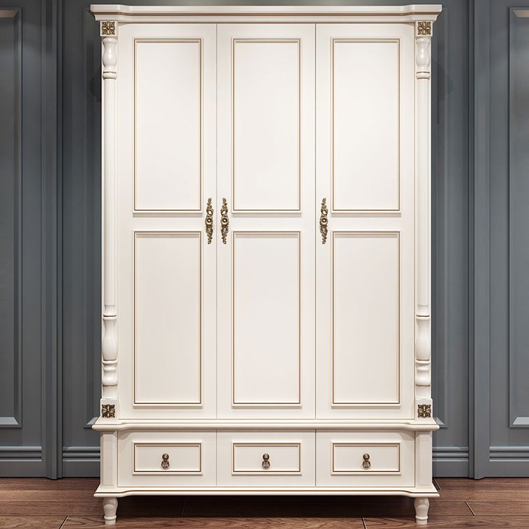 Traditional Wardrobe Armoire White Wooden Wardrobe Cabinet with Legs Clearhalo 'Armoires & Wardrobes' 'armoires_wardrobes' 'Bedroom Furniture' 'furn' 'furn_armoires_wardrobes' 'Furniture' 1200x1200_a9fbd93a-5b0c-4777-b6d8-2b034bd5347b