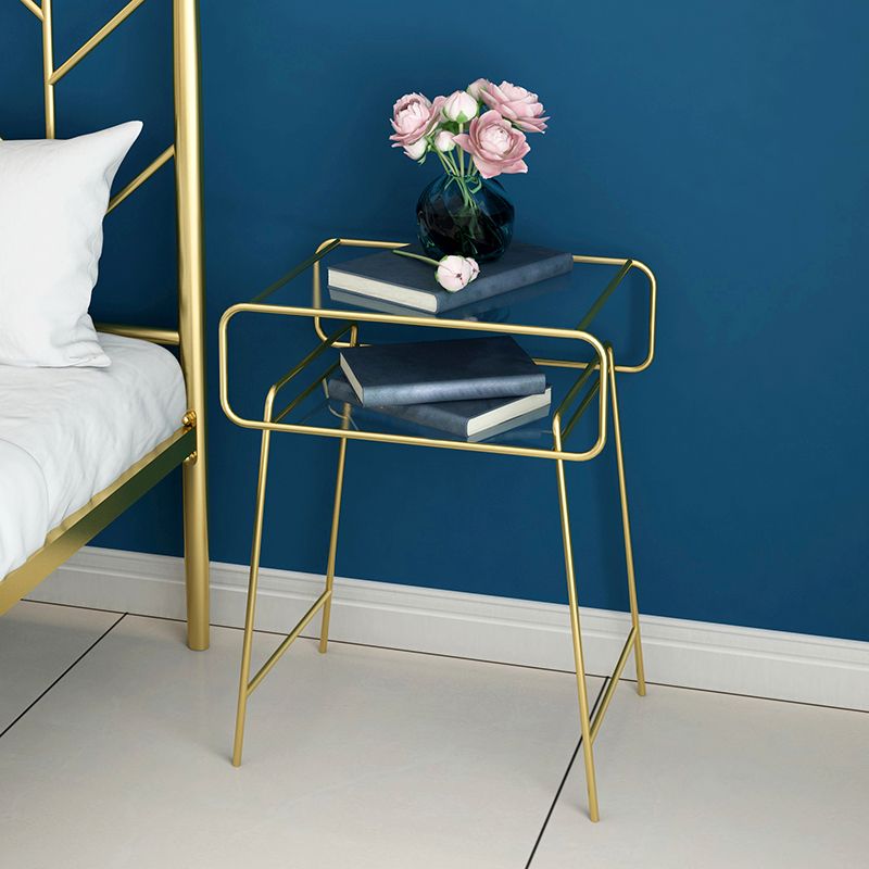 グラム21インチHベッドナイトスタンドガラストップオープンストレージナイトテーブル