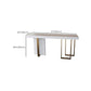 Glam Style Bar Table Rectangle Faux Marble Bar Dining Table with Double Pedestal