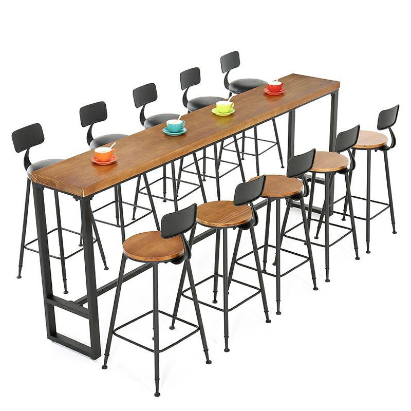 Industriale 1/4/5/9 pezzi tavolo da bar set rettangolo tavolino in legno con sgabelli alti