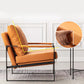 Square Arms Sled Based Faux Leather Arm Chair with Pillow Back Clearhalo 'Accent Chairs' 'accent_chairs' 'Chairs & Seating' 'Furniture' 'furniture_accent_chairs' 'Living Room Furniture' 1200x1200_aa02d9b1-e13b-4dcd-b122-1062fbcf1aab