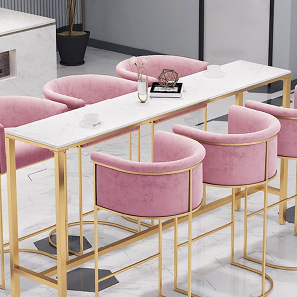 Faux Marble Bistro Bar Table Gold Frame Bar Table for Dining Room Clearhalo 'Bar Furniture' 'Bar Tables' 'bar_tables' 'furn' 'furn_bar_tables' 'Furniture' 'Kitchen & Dining Furniture' 1200x1200_aa0379b5-011e-445b-9753-35a28af9c9d8