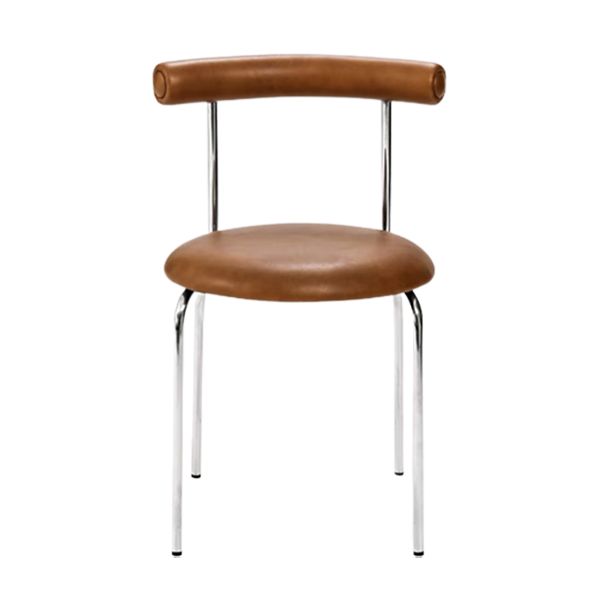 Zilveren metalen benen armloze eetkamerstoelen moderne faux lederen eetkamerstoel