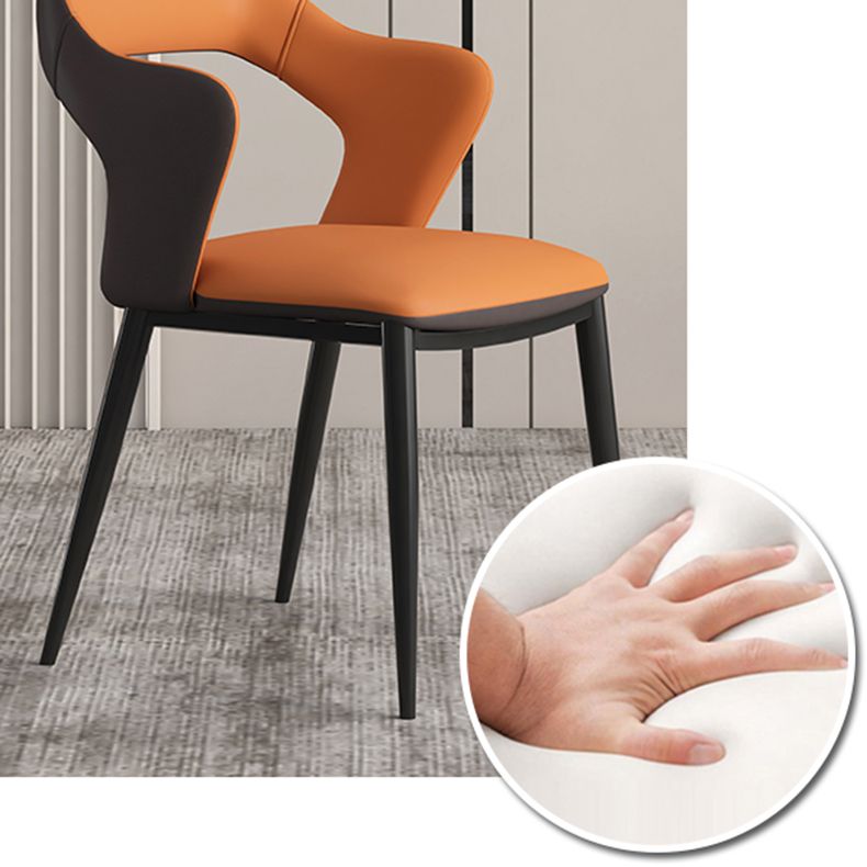Contemporary Metal Dining Room Armchairs PU Leather Dining Chairs for Home Use Clearhalo ' kitchen&dining_furn' 'Dining Chairs' 'Dining Tables & Seating' 'dining_chair' 'furn' 'furn_dining_chair' 'Furniture' 'furniture_dining_chair' 'Kitchen & Dining Furniture' 'kitchen' 1200x1200_aa03eadf-623a-4d2a-ba4d-0a8923090a61
