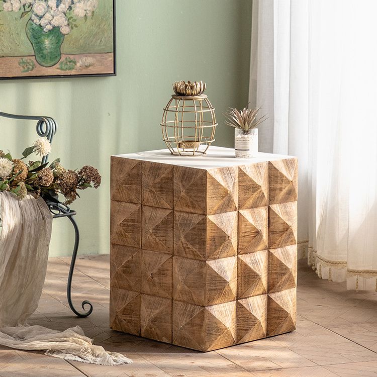 24.21" Tall Drum Side Table Solid Wood Square End Table Stand Clearhalo 'Coffee & Accent Tables' 'End & Side Tables' 'end_side_tables' 'furn' 'furn_end_side_tables' 'Furniture' 'Living Room Furniture' 1200x1200_aa0517bb-9c78-4be0-a661-c3eb0801c35c