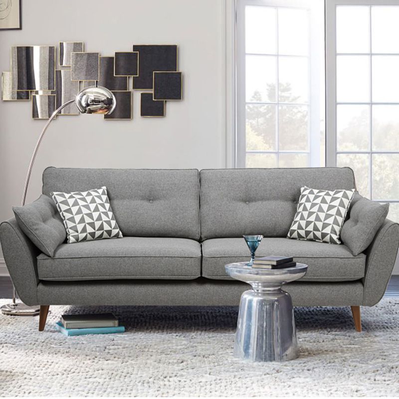Tufted Flared Arm Sofa 3-Seater 34.64" H Linen Cushions Sofa Clearhalo 'furn' 'furn_sofas' 'Furniture' 'furniture_sofas' 'kitchen' 'kitchen_sofas' 'Living Room Furniture' 'Sofa' 'sofas' 1200x1200_aa052b1f-7cf0-4d15-828a-6fd7845c6f10