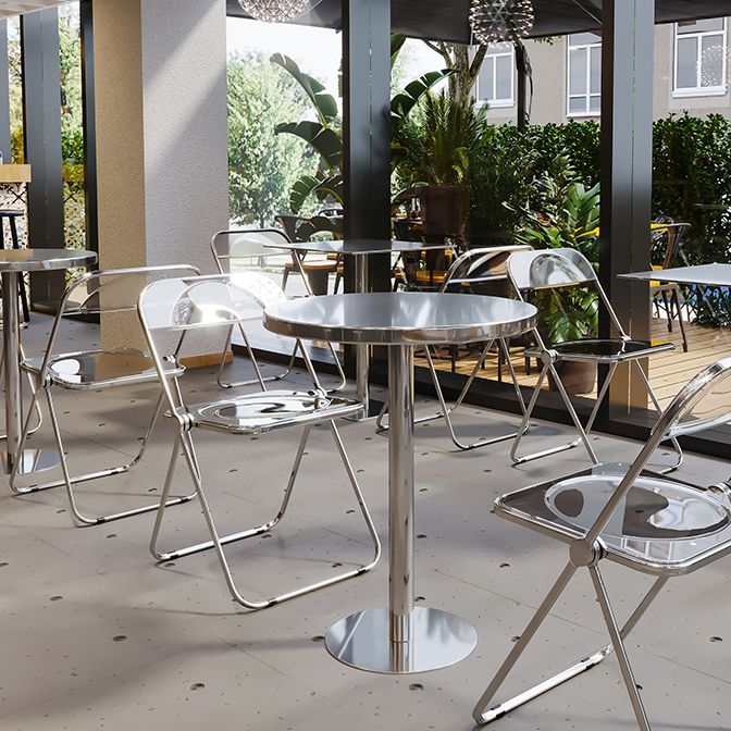 Industrial Style Dining Table Stainless Steel Dining Site Table for Home Clearhalo ' dining_table' 'Dining Tables & Seating' 'Dining Tables' 'furn' 'furn_dining_table' 'Furniture' 'furniture_dining_table' 'Kitchen & Dining Furniture' 'kitchen&dining_furn' 'kitchen' 'kitchen_dining_table' 1200x1200_aa062033-77cf-4b68-a2e2-eb549e7ee0d6