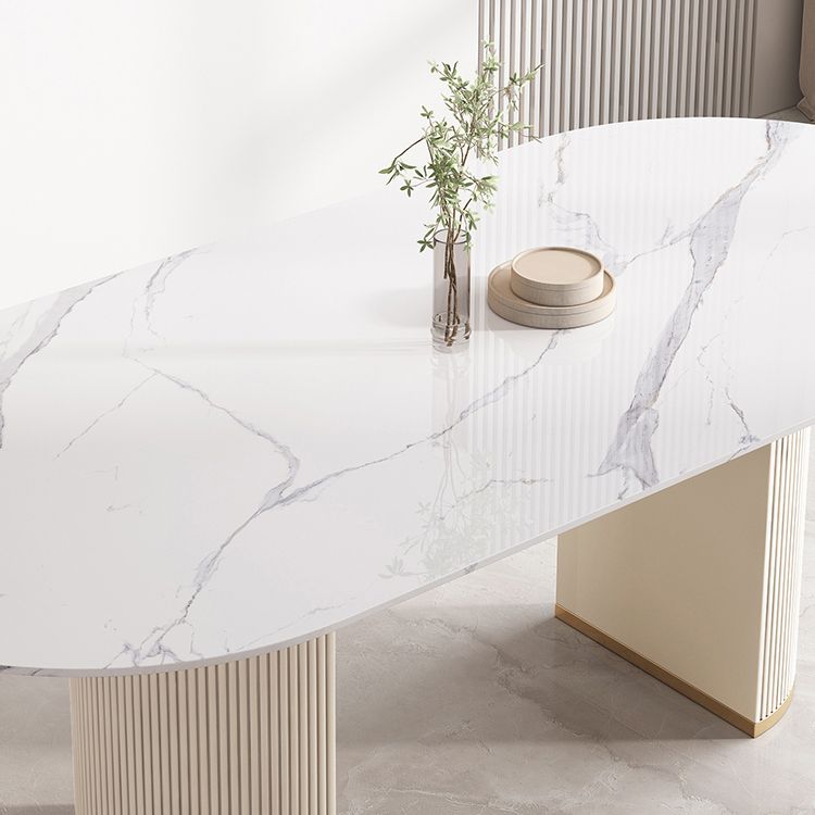 Modern Leatherwear Dining Table Set 1/4/5/7 Pieces Dinette Set with White Sintered Stone