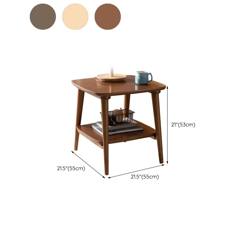 4脚エンドテーブルbroneのリビングルームの棚付きのソリッドウッドテーブル