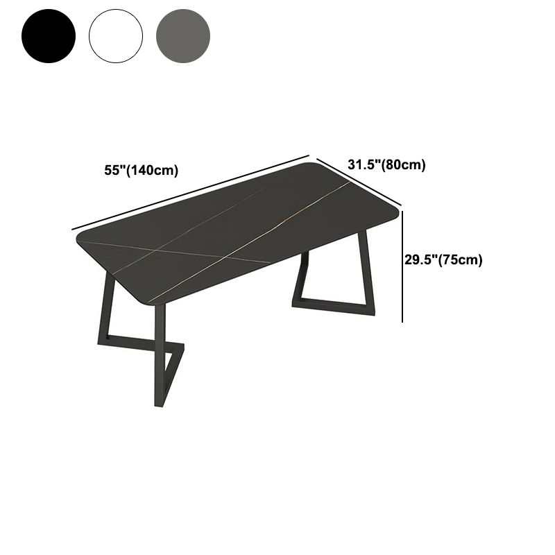 焼結された石の長方形ダイニングテーブルダブルペデスタル付きモダンダイニングルームテーブル