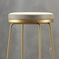 Glam Armless Backless Counter Stool Iron Bar Stool with Leather Cushion and Footrest